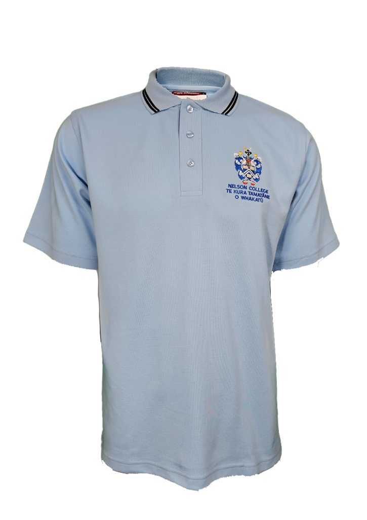 Nelson College Polo SS Light Blue