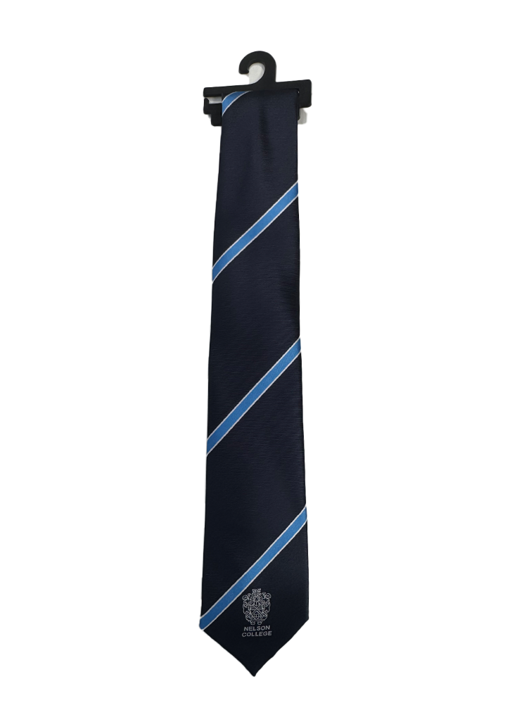 Nelson College Tie Navy/Cyan/White 1SZ