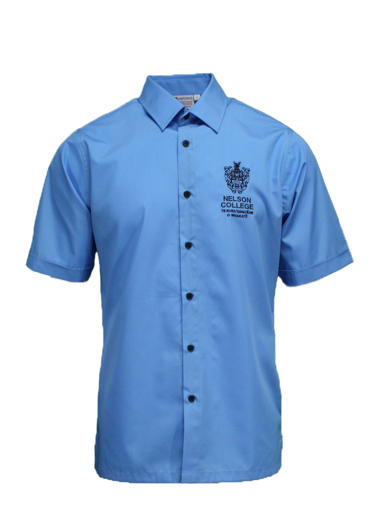 Nelson College Shirt SS Year 11-13 Cyan/Navy