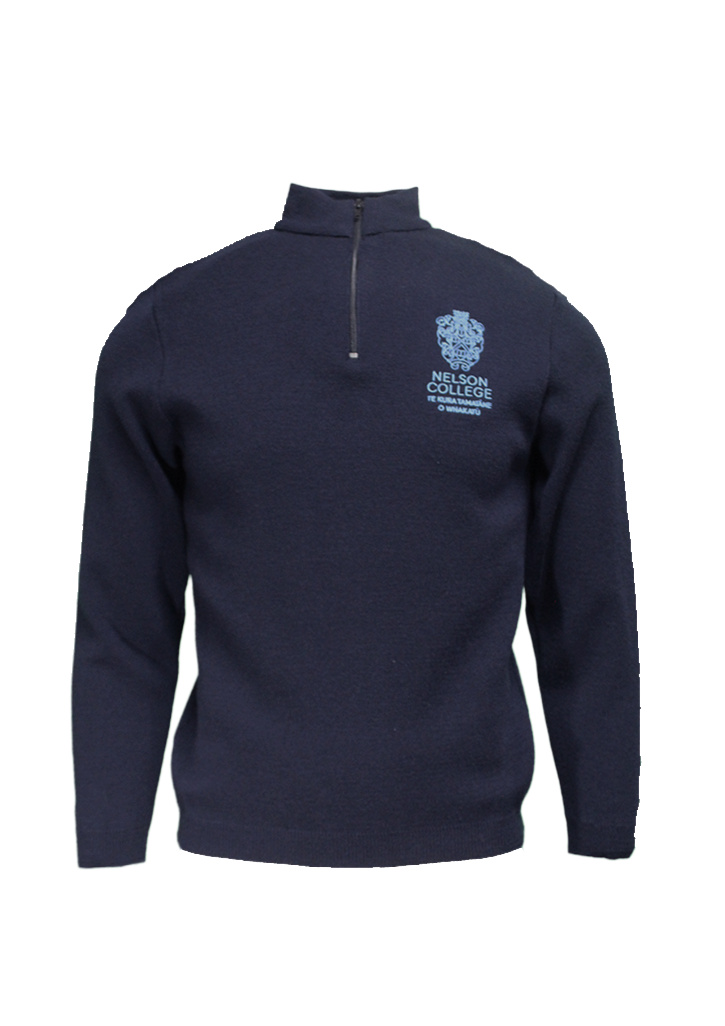 Nelson College Zip Jersey Navy
